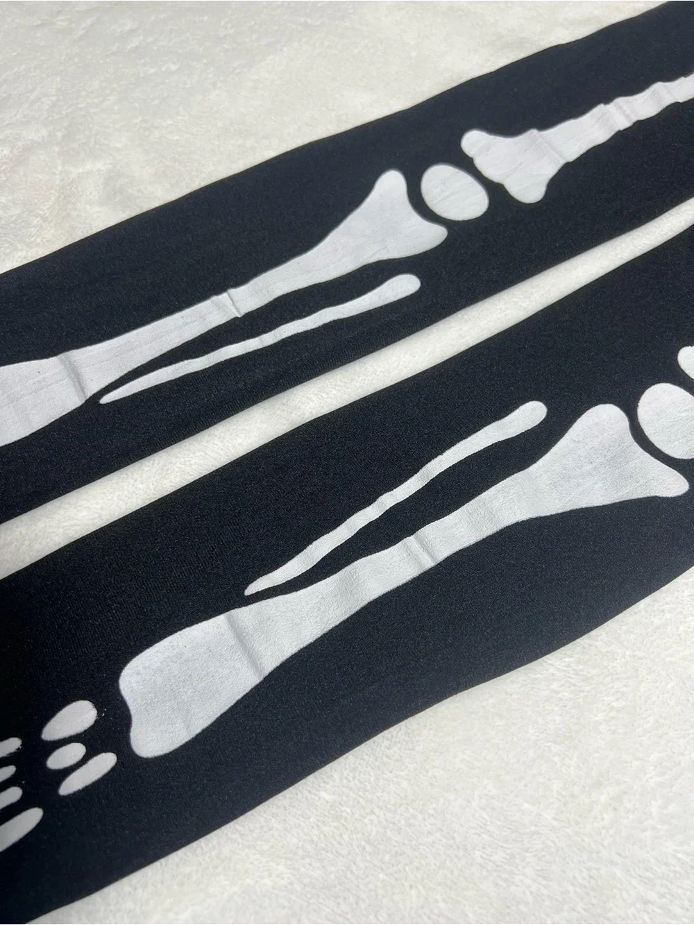 NASTY GAL Black Halloween Skeleton Print Above Knee Stockings Socks